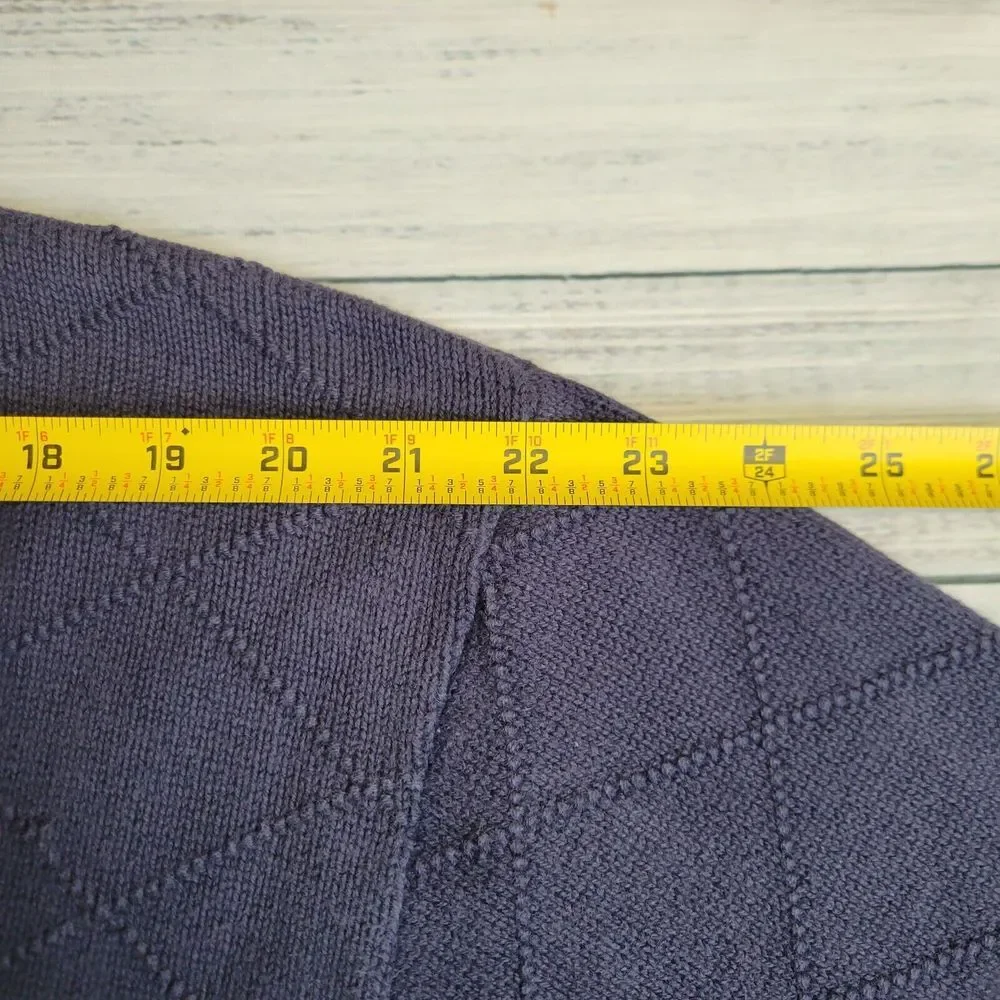 Vintage Isle Of Cotton Golf Sweater Mens Large Blue V Neck Button Textured Crest